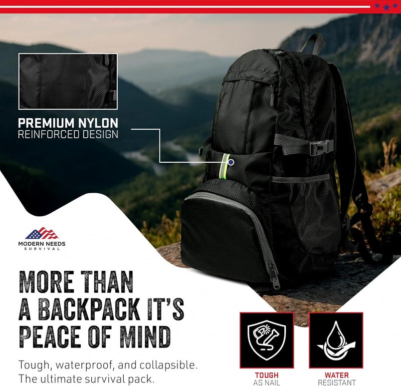 MODERN NEEDS Store Ready Pack 35L — Foldable Backpack for Travel | Lightweight, Water Resistant Hiking Daypack | Compact, Packable Backpack for Men & Women | Great for Camping & Daily Use - Image 5